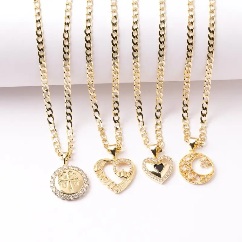 14K Gold Metal Coating Alloy Necklace - 3mm Necklace Chain, 1-Size Pendant