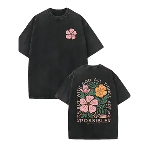 230g Double-Sided Washed, Anything Is Possible Printed T-Shirt, High-Quality Wax Printed Cotton Retro Fashion Brand T-Shirt, Men's T-Shirt, Beach Essential, Summer T-Shirt, Holiday Gift, Perfect Gift