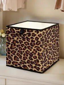 Leopard Print Open Storage Box, Stackable Drawer Organizer, Durable Multi-Functional Design for Home Dorm Room Organization