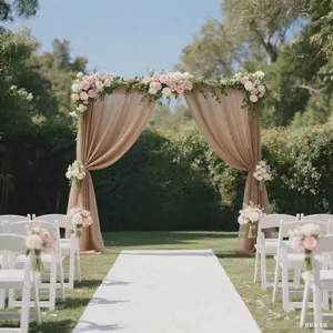 Sheer Wedding Arch Drape 5ft × 10ft Taupe – Backdrop Curtain Panel with Rod Pocket