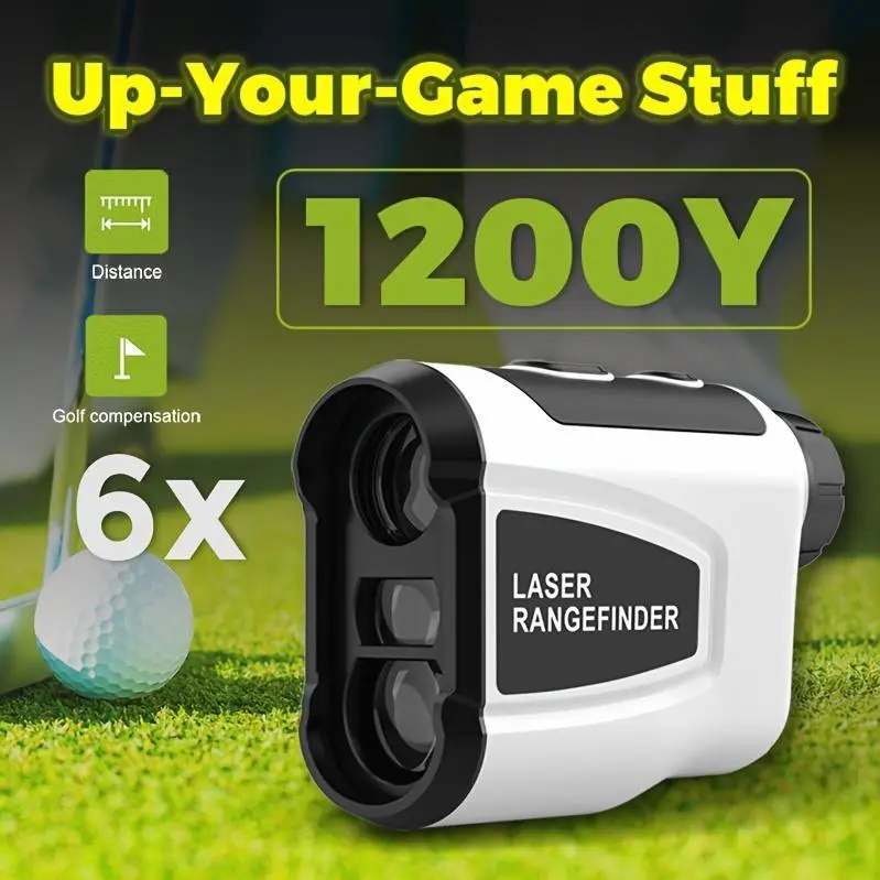1200 Yard Laser Rangefinder for Golf, Excellent Equipment to Enhance Your Game - 6X Magnification, Slope Compensation, HD Rechargeable, High Precision Flag Lock, Quick Positioning, Anti-Vibration, USB Charging, White, Golf Additions, Stylish Design