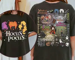 Coquette Bow It's Just A Bunch of Hocus Pocus T-Shirt, Halloween Shirt, Sanderson Sisters Tee, Gift for Womenswear, Top Cotton Printed
