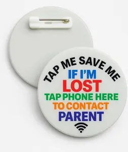 TapMeSaveMe NFC Emergency Child Safety Pin - Waterproof & Durable Brooch for Public Spaces - No App Needed - Autism Community Backed