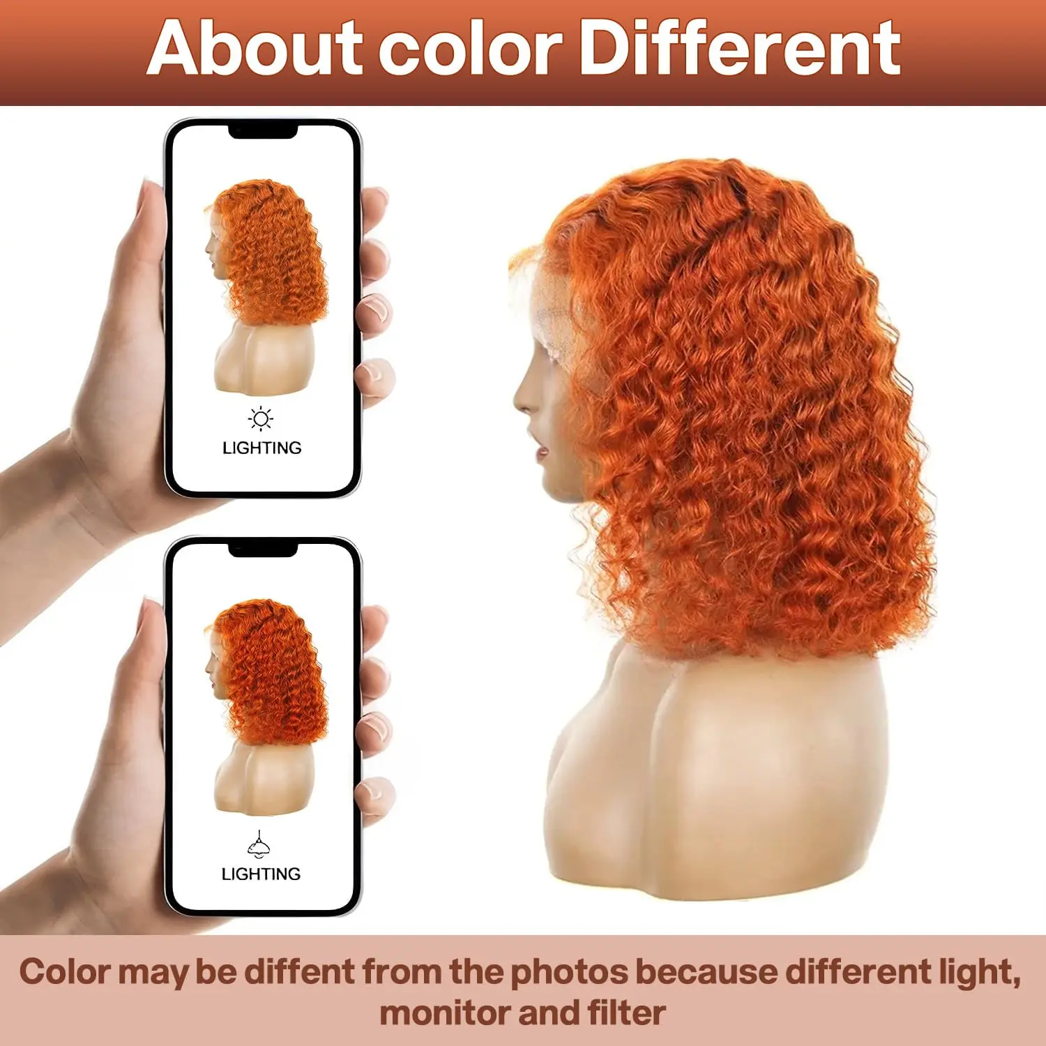 Glueless Wigs Human Hair Pre Plucked Pre Cut Curly Ginger 