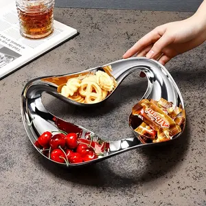 1pc High-Quality Silvery Stainless Steel Candy Dish, Suitable for Kitchen, Living Room, Restaurant Appetizer Dish, Snack Bowl Multi-functional Snack Plate, Nut, Candy, Salad, Fruit, Snack Multi-functional Plate