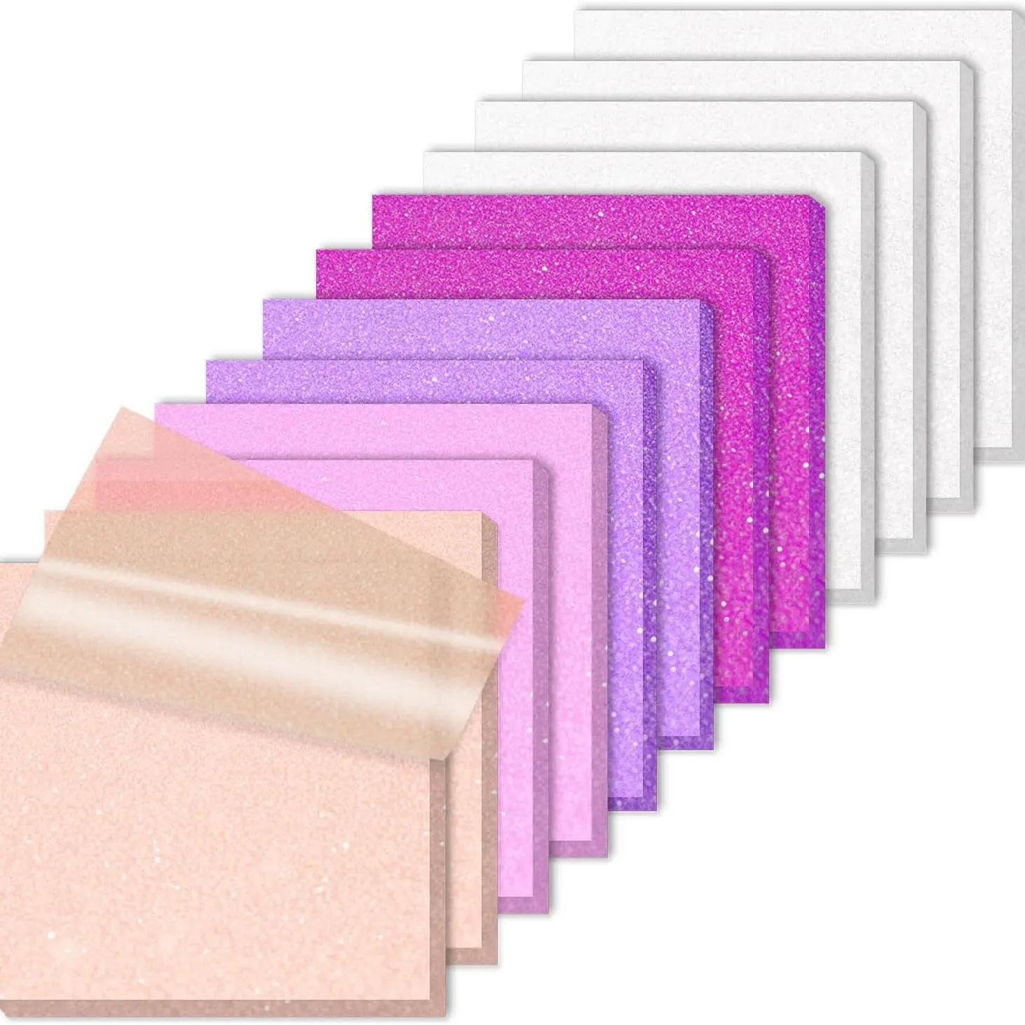 Glitter Clear Sticky Notes 12 Pads, 600 Sheets Transparent PET Sticky Notes 3x3 Inch, Aesthetic See Through Notes for Book Annotation, Study, Planner, Back to School & Office Essentials