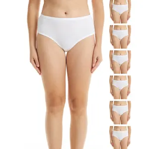 White Cotton High-Rise Brief Underwear for Women