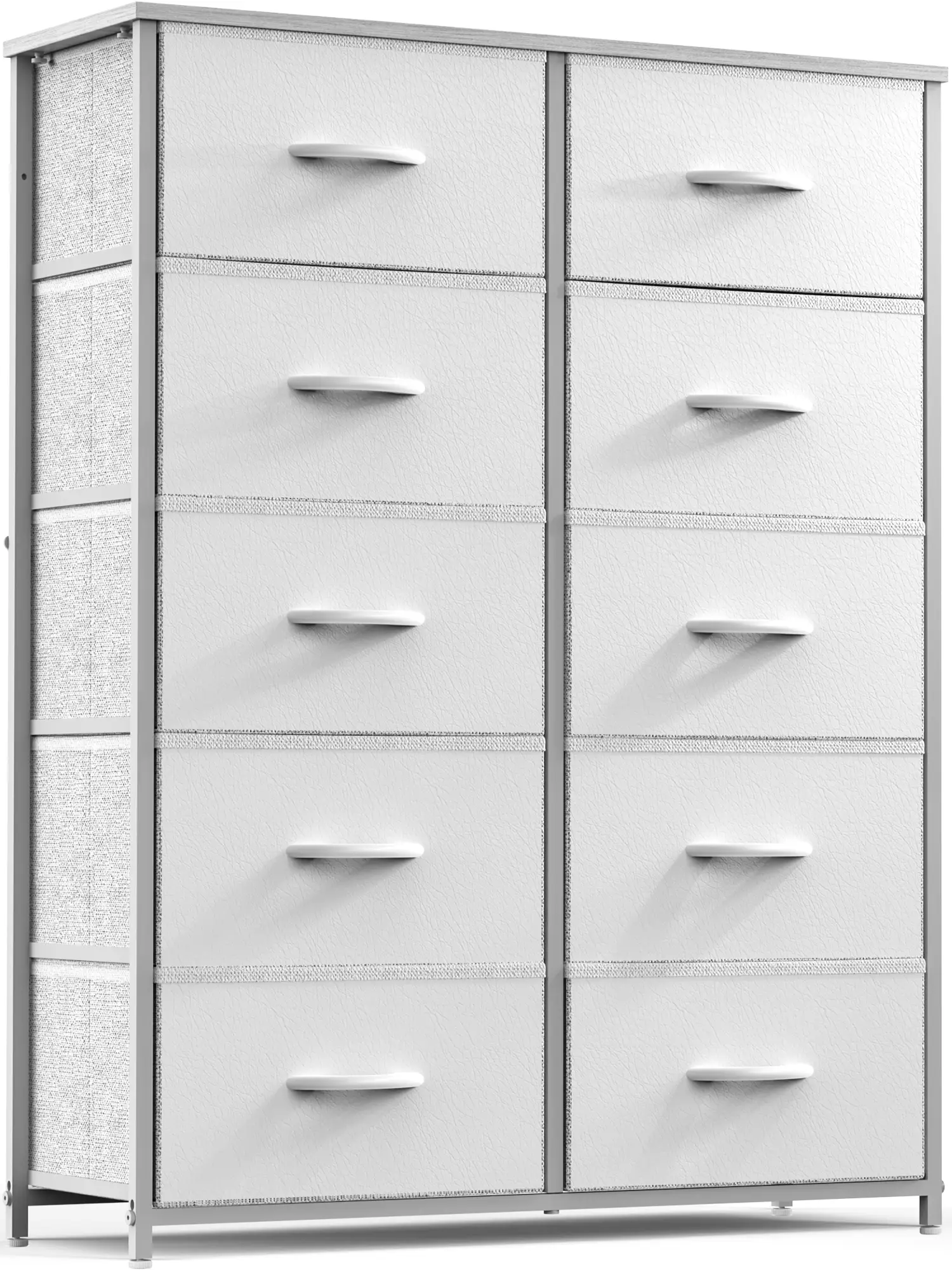 10-Drawer Tall Dresser for Bedroom - Chest with Steel Frame, Fabric Storage Tower for Closet, Hallway, Nursery, Living Room, and Entryway