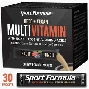 Sport Formula 99 Multivitamin Powder Packets – 30 Cold-Processed Raw Servings, Keto-Friendly, Vegan Powder Vitamins, Multivitamin Powder for Men & Women, Vitamin Powder for Water with BCAAs, Electrolytes & Antioxidants – Fruit Punch & Orange Burst