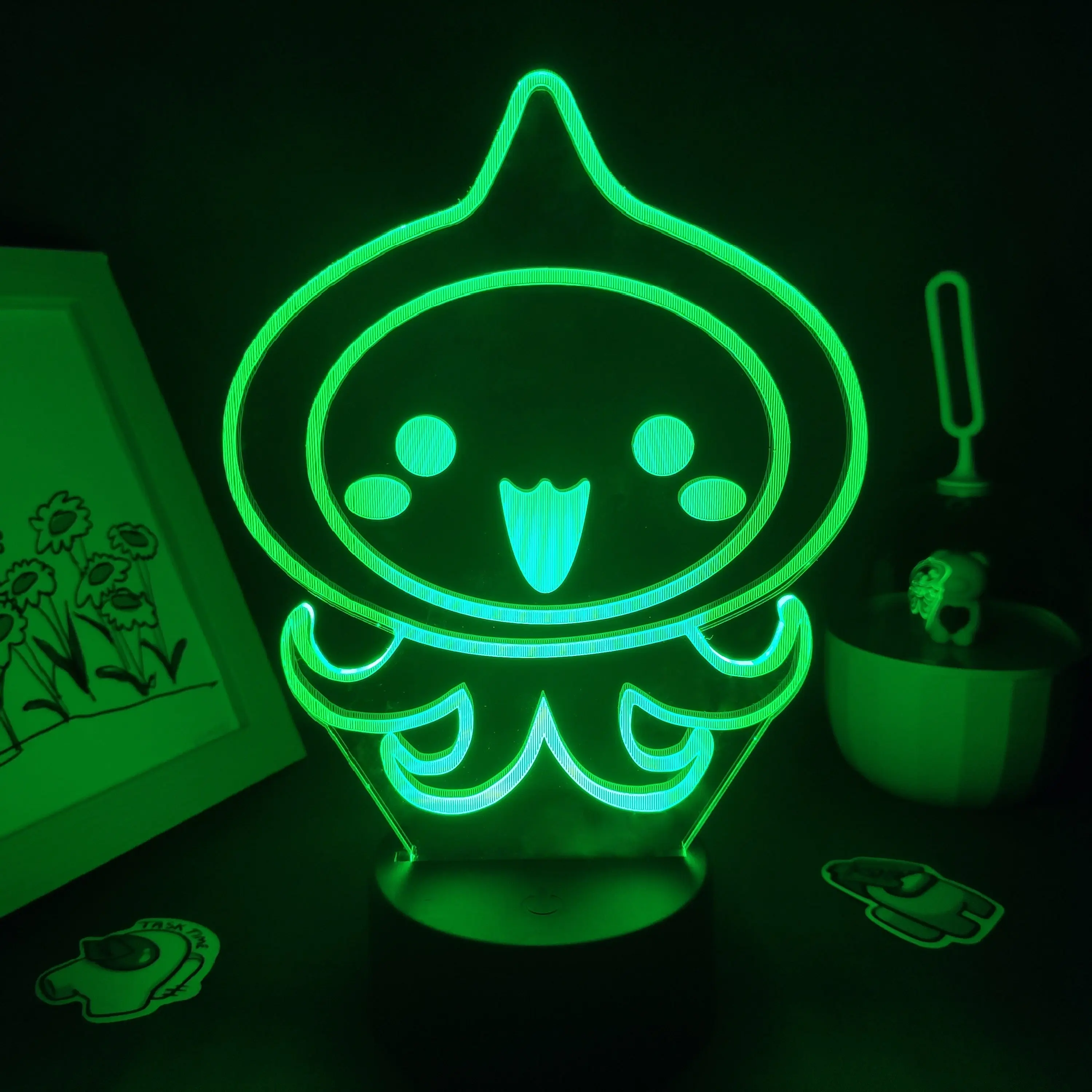 Overwatch Game Logo Mark Onion Small Squid LED Lamp - Cartoon Night Light for Kids Bedroom