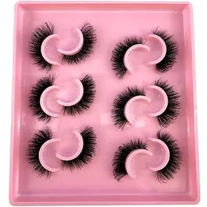 6 Pairs Fluffy Artificial Eyelashes Natural Faux Mink Strip 3D Lashes Pack MSD-4 for Everyday & Special Occasions Makeup Cosmetic