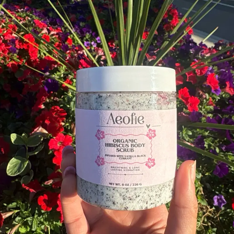Exfoliating Body Scrub Made with Natural/ Organic Ingredients | Sugar Scrub with Hibiscus Exfoliation & Scented with Vanilla Black Currant