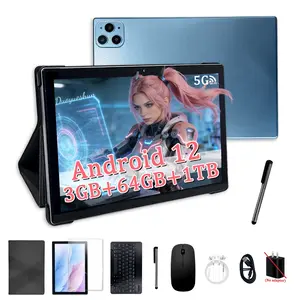 10.1 Inch Android  Tablet PC – 1TB Expandable, 5G WiFi, Full HD Touchscreen, Tablet with Keyboard – Includes Keyboard, Mouse, Stylus & Headphones for Work & Entertainment – Learning Entertainment Tablet