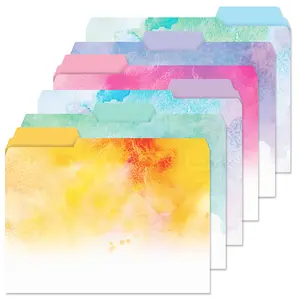 Lillian Vernon Brushstrokes File Folders Value Pack - Bulk Set of 24, 6 Pretty Decorative Designs, 1/3 Cut Tabs, Heavy-Duty Paper Stock, Office Supplies for Home & Work, 9-½” x 11-¾” Letter Size