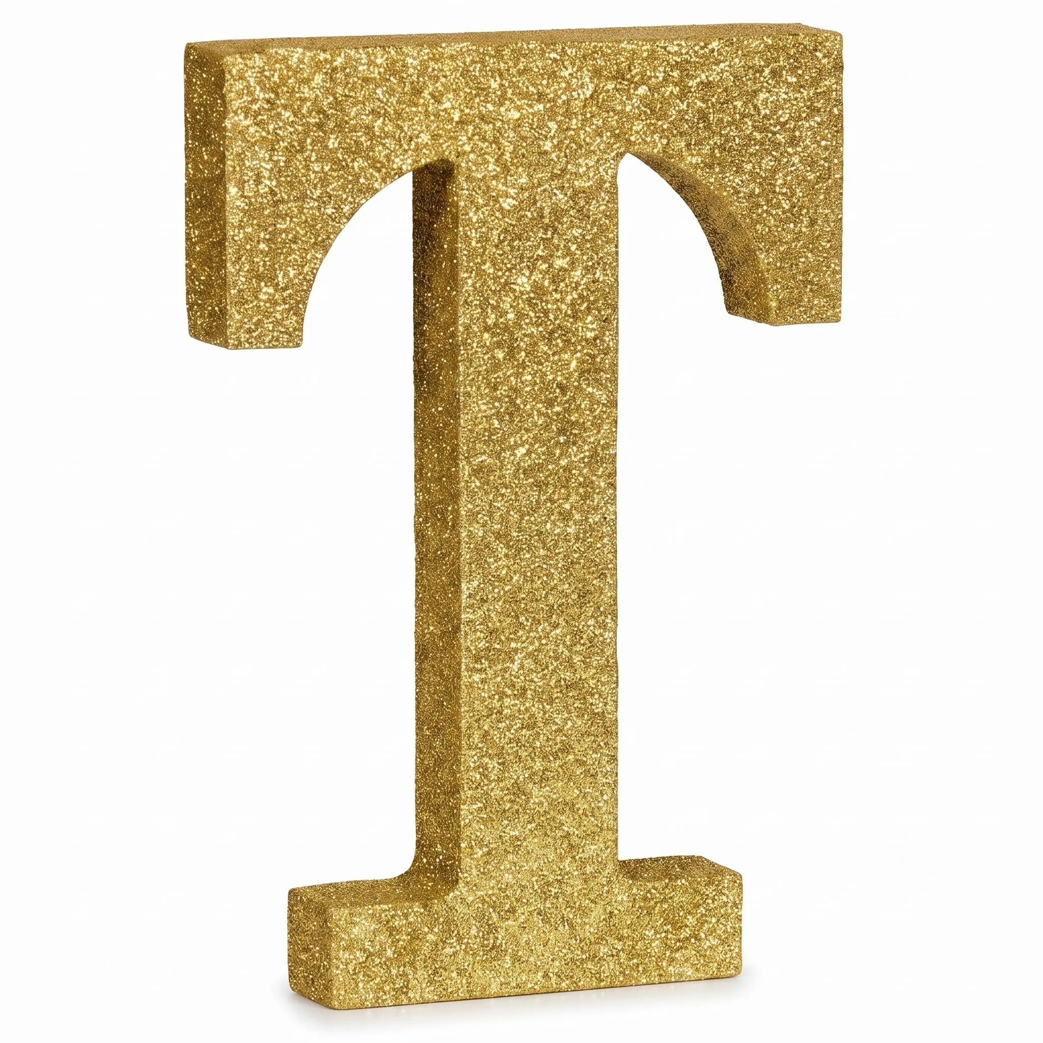 Glitter Gold Letter "T" Standing or Hanging Sign