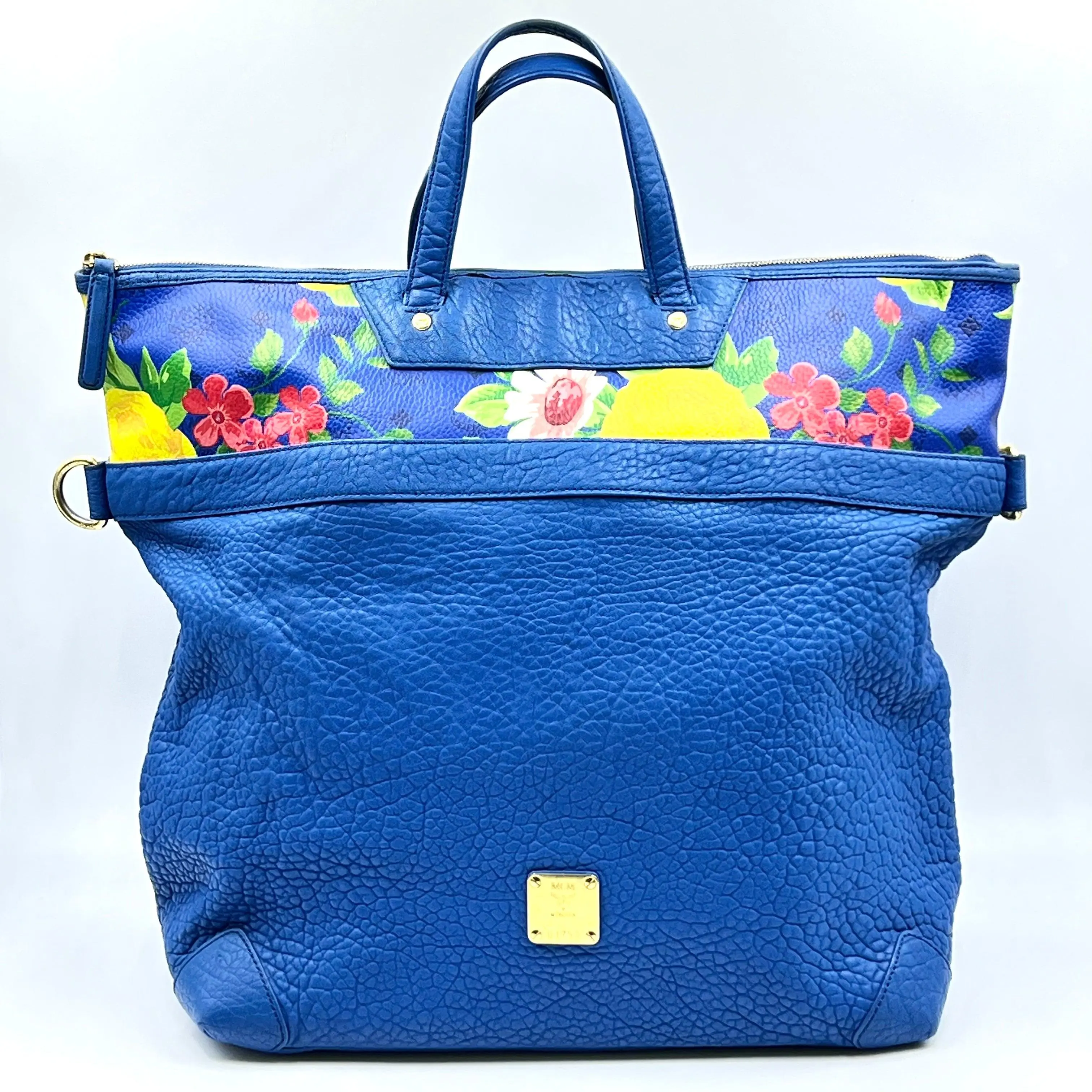 Pre-owned MCM Leather Tote Bags Spring/Summer 2014 “Paradiso” Collection Blue Tote