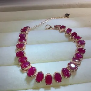 <PingEast Jewelry> Ruby Tennis Bracelet A sleek minimalist tennis bracelet crafted in 925 sterling silver with six-layer 18K rose gold plating. Featuring 22 natural pigeon blood rubies from the Mogok mines of Myanmar, each stone weighing 0.75ct, displayed