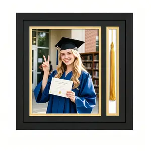 8x10 Graduation Photo Frame with Tassel Holder, Elegant Double Mat Picture Frame, 2026 Graduation Keepsake Decor Gift for Graduate, Black