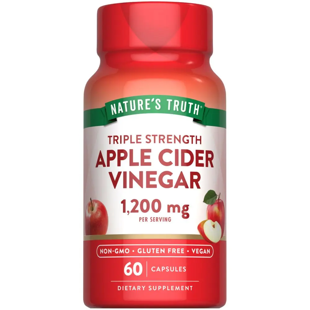 Nature's Truth Apple Cider Vinegar 1200 mg - 60 Vegan Capsules - Extra Strength - Non-GMO and Gluten Free Supplement Nature's Truth Apple Cider Vinegar 1200 mg - 60 Vegan Capsules - Extra Strength - Non-GMO and Gluten Free Supplement