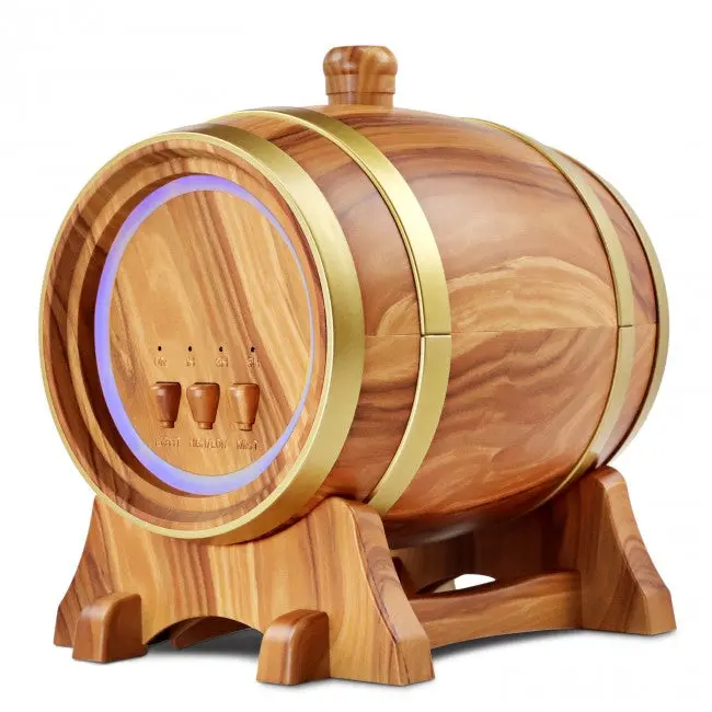 Plantlife Barrel Diffuser – Ultrasonic Essential Oil Diffuser & Bluetooth Speaker with Wood‑Grain Design