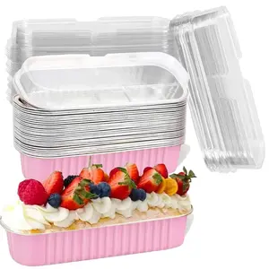 100/50-Pack Disposable Mini Loaf Pans with Lids 🧁 Aluminum Foil Rectangular Bakeware - Perfect for Desserts, Meal Prep & Takeout!