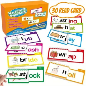 Word Family Game, 30pcs/set Read and Rhyme Flip Books, Learning Materials, Reading and Rhyming Word, Prefixes Word Families, Read Game for Boys & Girls, Christmas Gift