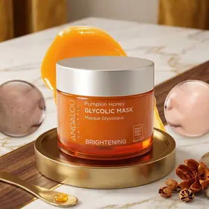 Organic Pumpkin Honey Glycolic Face Mask (New Formula) - 1.7 fl oz Brightening Exfoliator with Glycolic Acid, Vitamin C for Radiant Glow, Gentle Dirt & Dry Skin Cell Remover