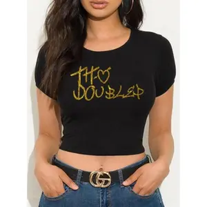 Tito Doble P Crop Top, Corrido's Tumbaos, Gold Glitter Crop Top, Limited Edition, fitted, Y2K