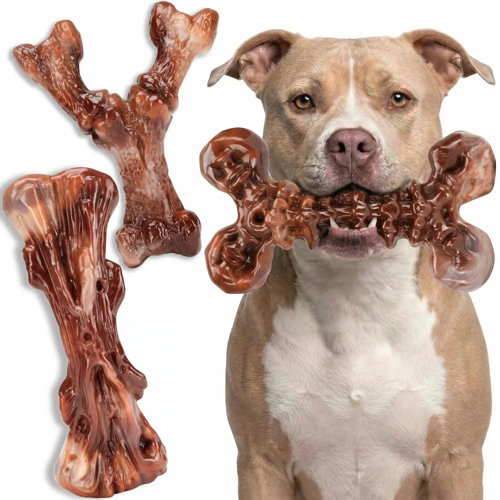 3-Pack Indestructible Dog Chew Toys for Aggressive Chewers,25-100lbs