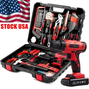 21V Cordless Drill Set, 128-Piece Home Tool Kit With Storage Box,Unisex DlY Power Tool Set For Fence Installation, Room Décor, FurnitureAssembly, And Daily Repairs