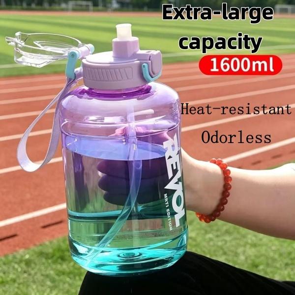 1600ml Leakproof Sports Water Bottle with Straw and Handle, Large Hydration Container for Gym Workout, Outdoor Camping & Daily Use