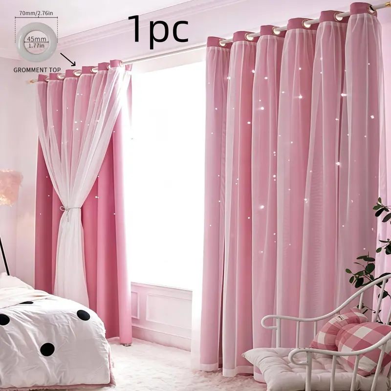 【Black Friday】Double Layer Curtain, Polyester Privacy Blackout Grommet Curtains, Solid Color Window Curtain for Living Room or Bedroom, Home Decor