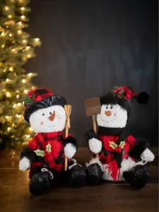 11” Buffalo Check Snowman with Plaid Shirt