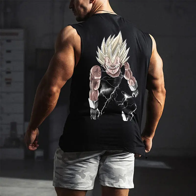 Dragon Ball DBZ Majin Vegeta Unisex Summer outfits men streetwear 80s 90s graphic tees cotton Anime tank tops men gifts