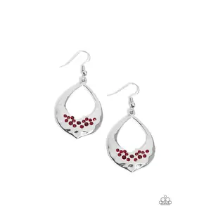 CACHE Reserve - Red Rhinestone Silver Earrings - Paparazzi