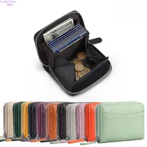 Japanese Style Genuine Leather Coin Purse for Men & Women, RFID Blocking Anti-Theft Zipper Pouch, Multi-Compartment Change Organizer, Compact Portable Lightweight Design Perfect for Daily Carry, Travel, Shopping and Small Cash & Coin Storage