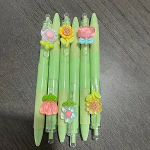 6/12pcs Creative Design Floral Pattern Retractable Ballpoint Pens, Aesthetic Pens, Pen Set, Multi purpose pens, Smooth writing experience, ideal for diaries, school, office use, supplies, gifts, fun work pens, office stationery, or Mother's Day presents