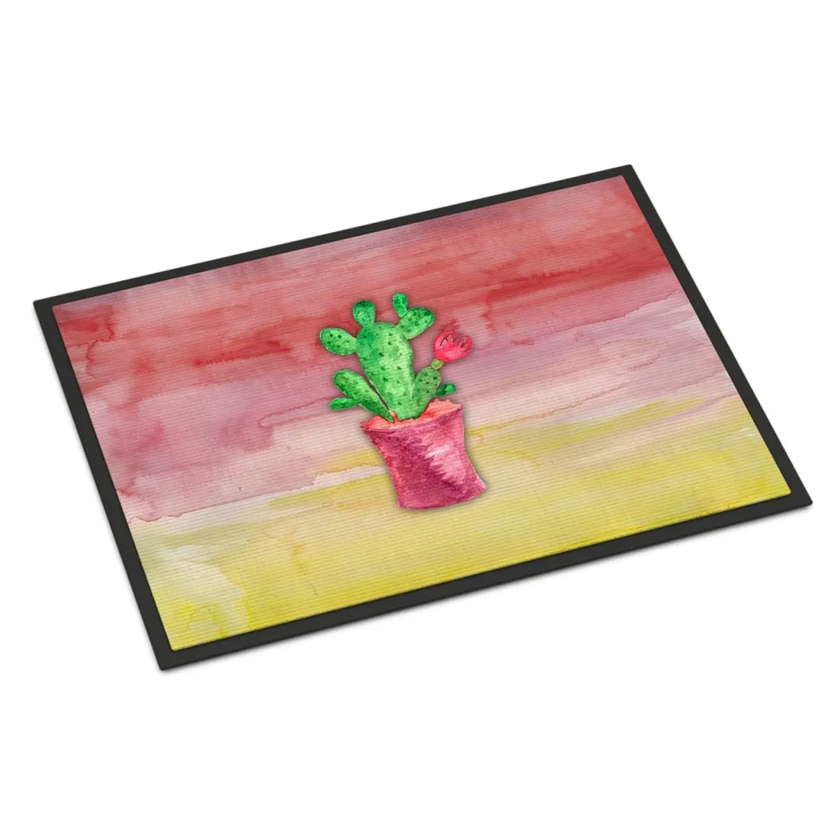 212 MAIN Flowering Cactus Watercolor Felt Mat - 24x36in Floral Rug, Household Decorative Rug, Modern Indoor Durable Fade-Resistant Washable Decorative Bath Mat, Floral Rugs