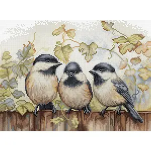 Chickadees On The Fence BU5066L Counted Cross-Stitch Kit