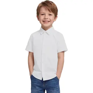Toddler Baby Boys Dress Shirts Kids Short Sleeve Button Down Shirt School Uniform Summer Casual Tops 9M-8YGift.