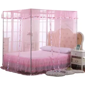 Twin Canopy Bed Curtains 4 Corner Canopy for Beds Bed Canopy for Girls Adults Bedroom Decor Twin Size Pink