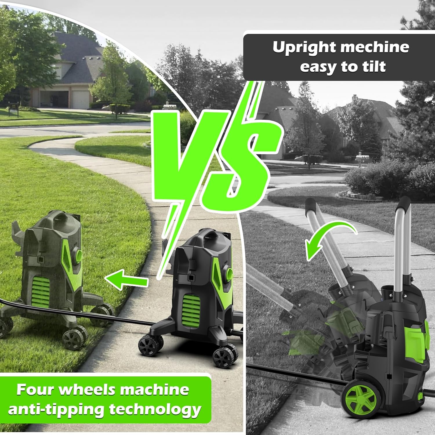 Pressure Washer -4800PSI with Anti-Tipping, 35FT Power Cord,Power Washer for Cars Fences Driveways Patios Home