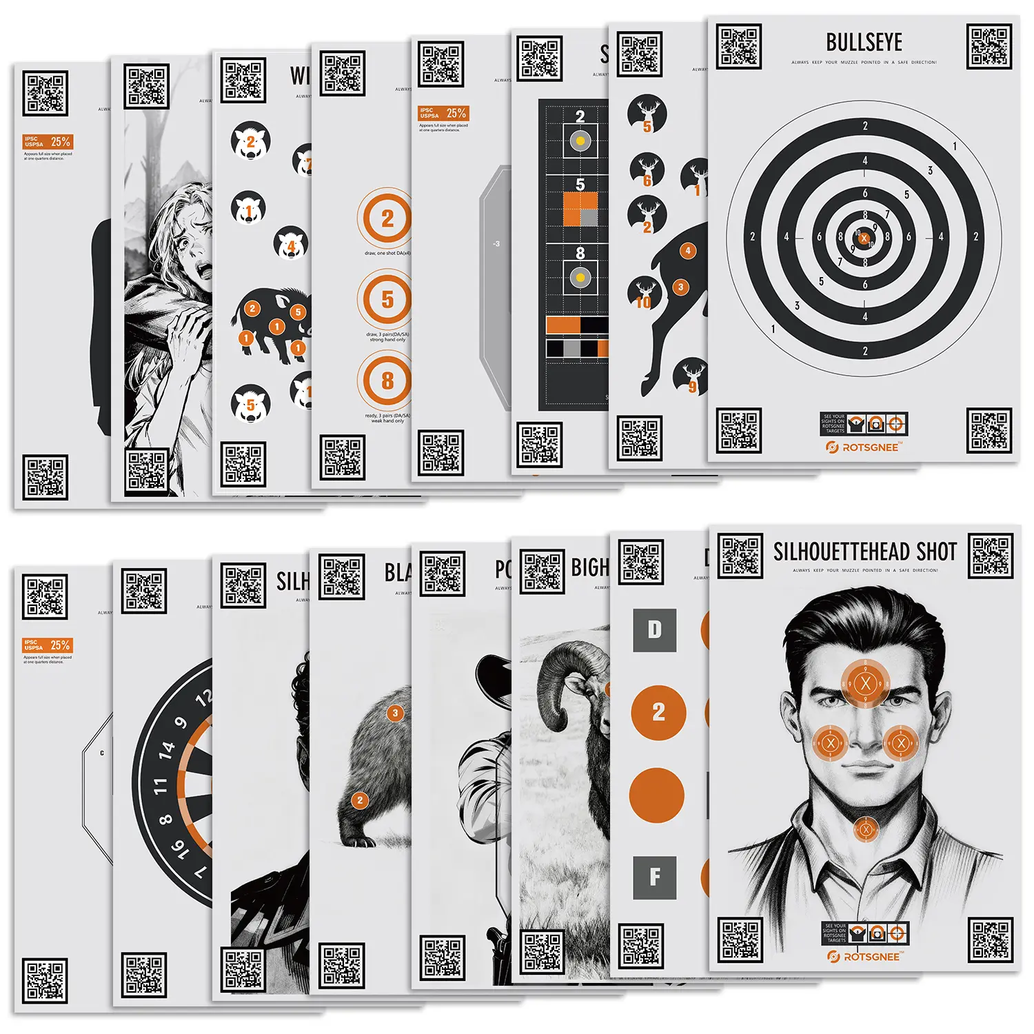 16-Pack Dry-Fire Laser Training Targets, 33 x 22cm Paper Sheets with Assorted Patterns, App-Compatible for Indoor Practice for Beginners to Professionals, 16 Beautifully Designed Dry-Fire Training Target Sheets, 156G, 33 * 22Cm, Comprehensive Training Dat
