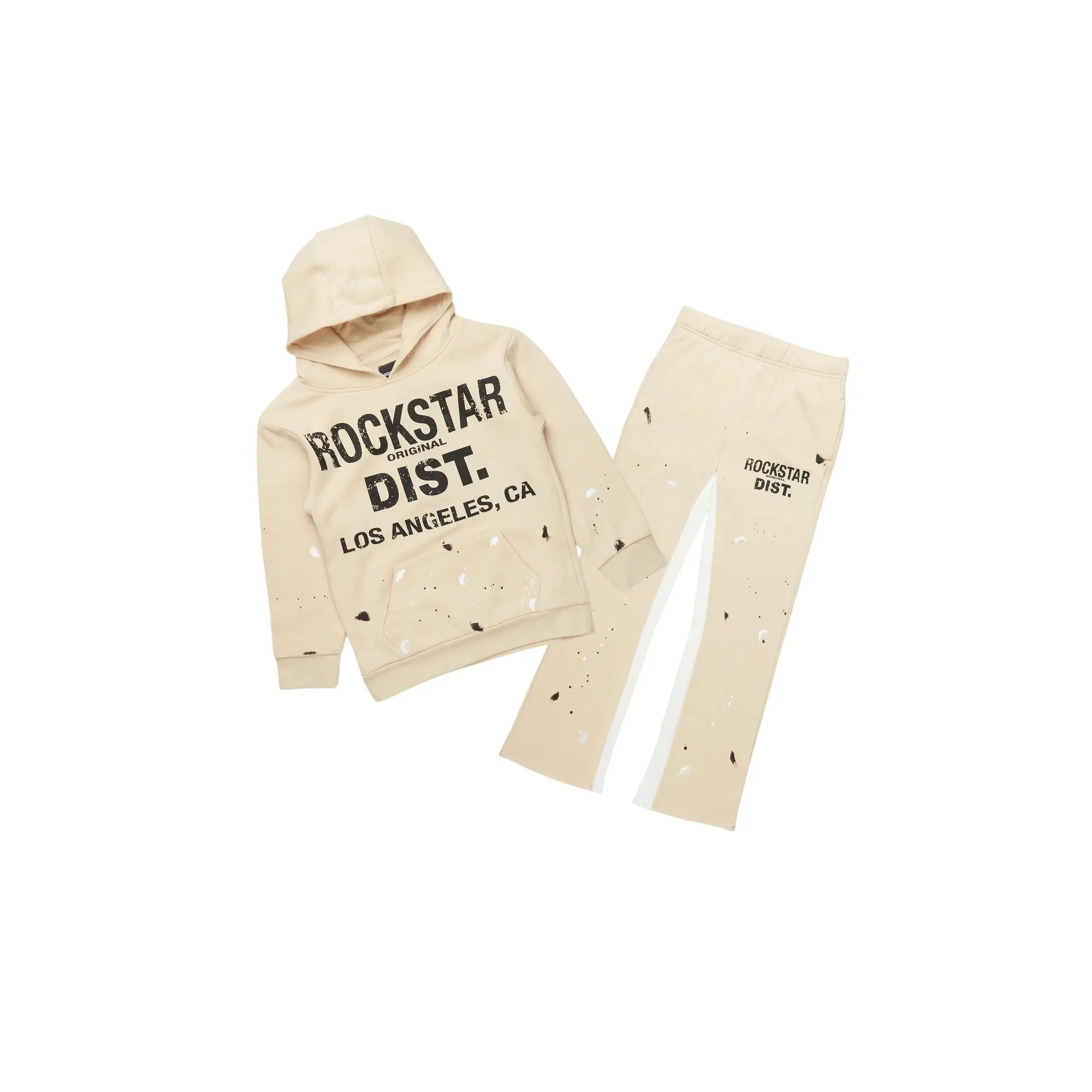 Boys Scottie Beige Baggy Stacked Track Set