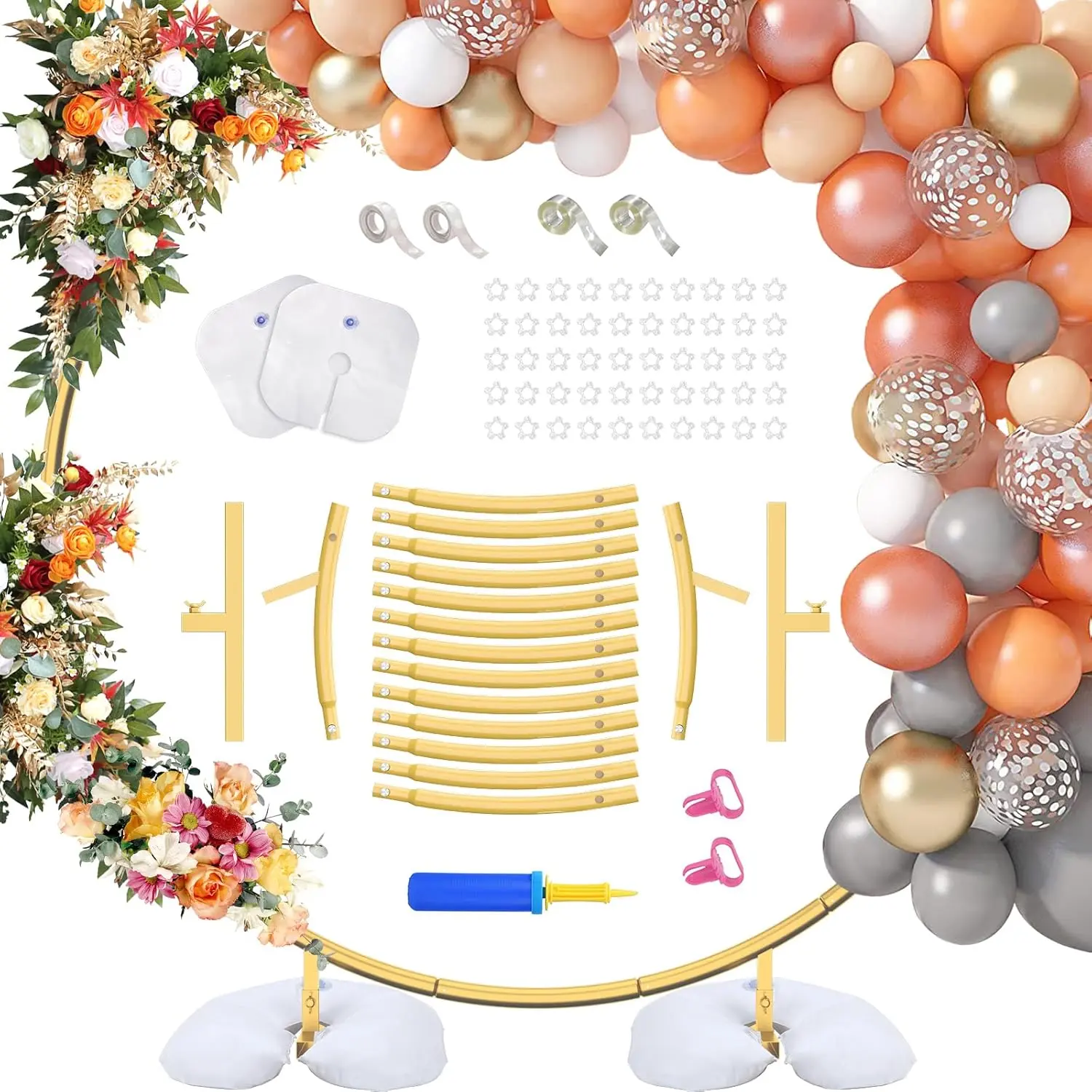 Round Backdrop Stand Metal Balloon Arch Stand 6.6ft / 7.2ft Wedding Arch Garden Arbors Background for Wedding Baby Shower Birthday