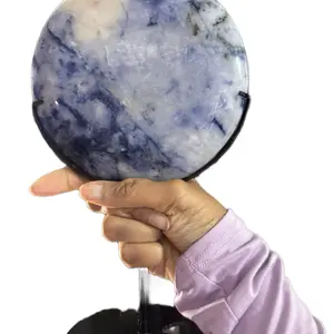 Sodalite Porcelain Full Moon with Custom Stand for Spiritual Healing and Energy Enhancement uv reactive crystals