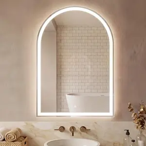 28“×36” LED Bathroom Backlit Mirror with Lights, Arched Vanity Mirror with Anti-Fog, Dimmable, 3-Color Light, Memory Function, Tempered Glass Smart Anti-fog LED Bathroom Mirror Arch Shape Dual Light 3 Color Temperatures Memory Dimming tiktokshopspringglow