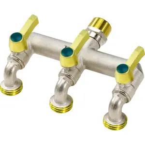 Heavy Duty Brass 3-Way Outdoor Faucet, Frost Resistant Garden Faucet, NPT 3/4-Inch Male Inlet and GHT 3/4-Inch Outlet, Brass Nickel Plated Rust Resistant Faucet