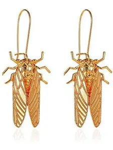 Cicada Earrings Big  Beetle Wire Hoop Dangle Earrings Antiqued  Scarab Ladybug Drop Earrings Statement   Jewlery for Women