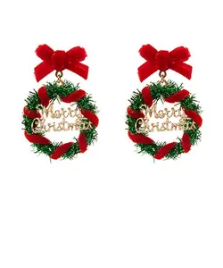 Merry Christmas Wreath Earrings